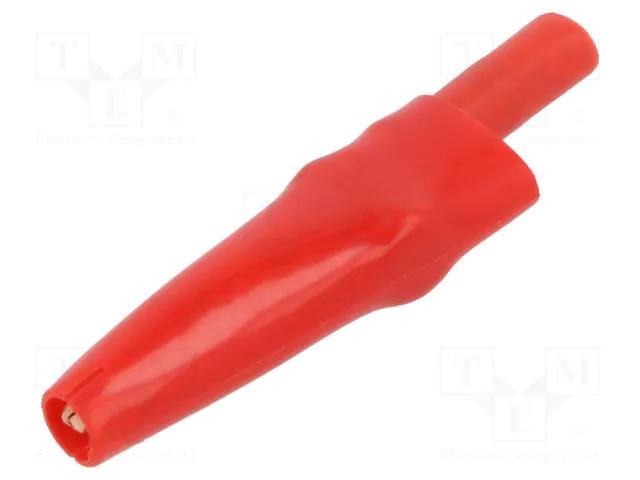 Crocodile clip; 10A; red; Grip capac: max.7.9mm; Socket size: 4mm CAL TEST CTM-63C-2