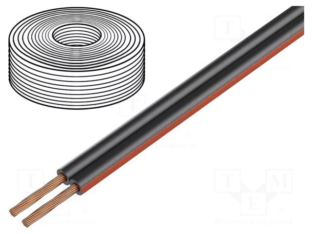 Wire: loudspeaker cable; TLYp; 2x1mm2; stranded; Cu; black; 150VAC SIMECH PKT0023CK