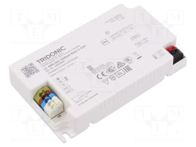 Power supply: switching; LED; 45W; 20÷50VDC; 500÷1400mA; IP20; LC TRIDONIC 28000695