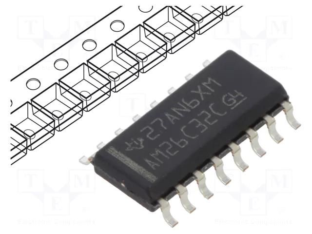 IC: interface; line receiver; half duplex,RS422 / RS423; SOIC16 TEXAS INSTRUMENTS AM26C32CDR