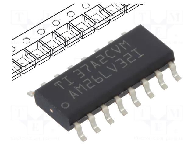 IC: interface; line receiver; half duplex,RS422; 32000kbps TEXAS INSTRUMENTS AM26LV32IDR