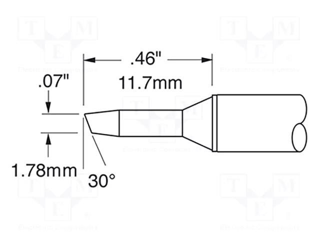 Tip; bevel; 1.8mm; 357°C; for soldering station METCAL CVC-6BV3018S