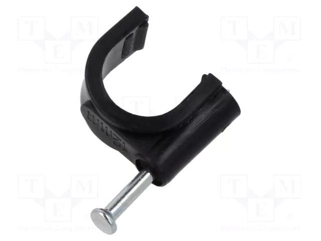 Holder; black; on round cable; 100pcs; with a nail; Ø: 12mm GOOBAY GOOBAY-64684