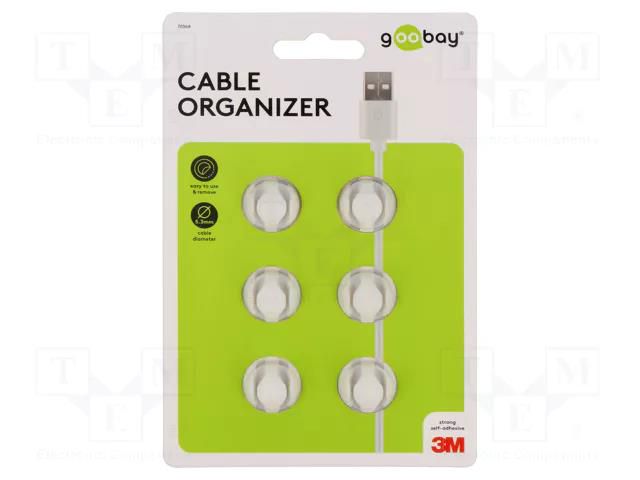 Set of clips; white; Cable P-clips; 6pcs; double,self-adhesive Goobay GOOBAY-70364