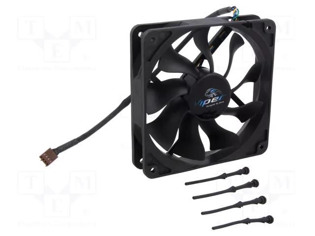 Fan: DC; axial; 12VDC; 120x120x25mm; 28.9dBA; HDB; 600÷1900rpm Akasa AK-FN065-BKT03
