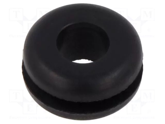 Grommet; Ømount.hole: 10mm; Øhole: 6mm; black; Panel thick: max.2mm ESSENTRA ESS-10284582