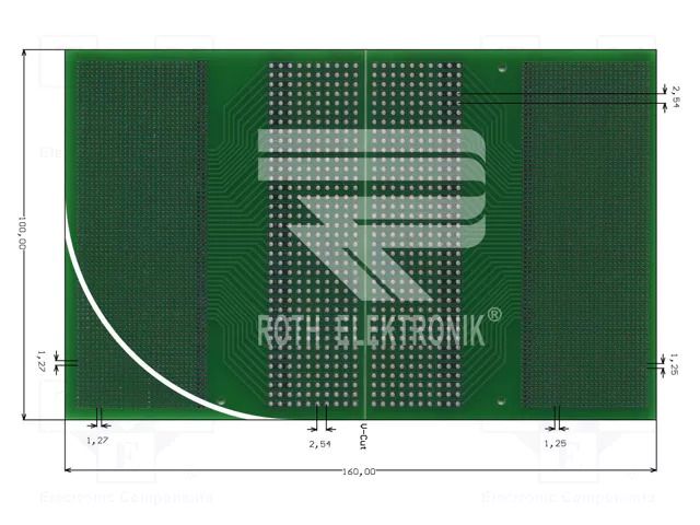 Board: universal; double sided,prototyping; W: 100mm; L: 160mm ROTH ELEKTRONIK GMBH RE620-LF