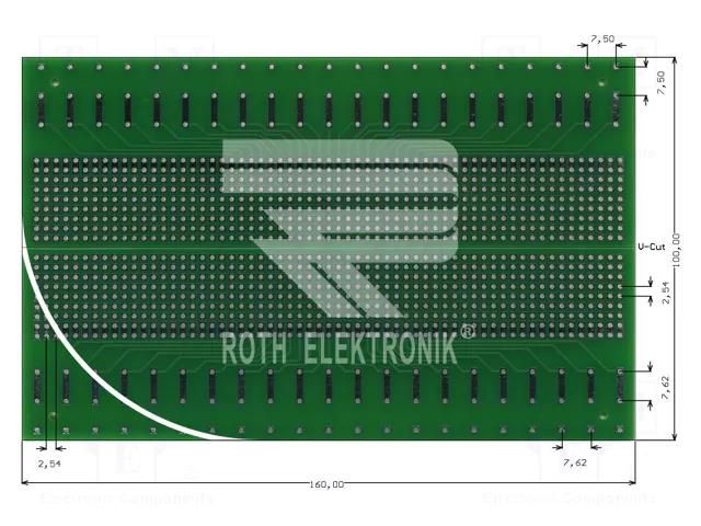 Board: universal; double sided,prototyping; W: 100mm; L: 160mm ROTH ELEKTRONIK GMBH RE660-LF