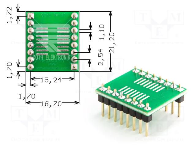 Board: universal; double sided,multiadapter,prototyping; SO16 ROTH ELEKTRONIK GMBH RE932-04PIN
