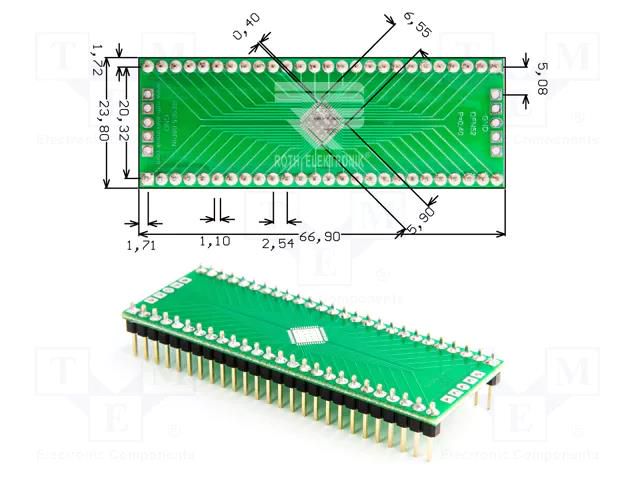 Board: universal; double sided,multiadapter,prototyping; QFN52 ROTH ELEKTRONIK GMBH RE965-08PIN