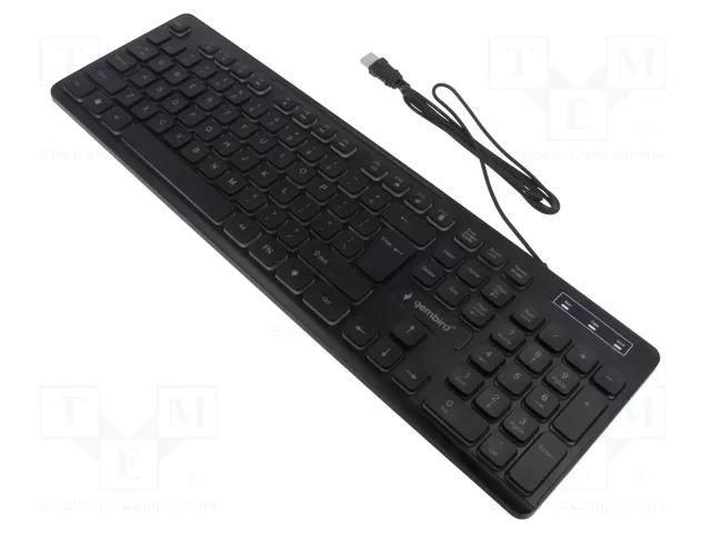 Keyboard; black; USB A; wired,US layout; Len: 1.45m GEMBIRD KB-UML3-02