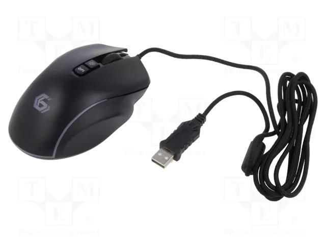 Mouse; black; USB A; optical,wired; 1.8m; No.of butt: 10 GEMBIRD MUSG-RAGNAR-RX500