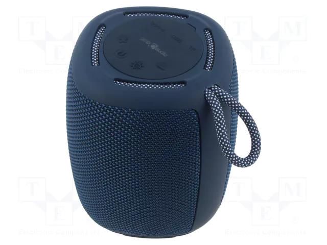 Speaker; blue; microSD,USB A; Bluetooth 5.1; 85Hz÷20kHz; 10m; 4h GEMBIRD SPK-BT-LED-03-B