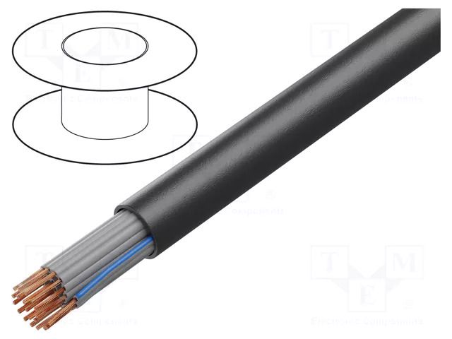 Wire: ribbon; round; 1.27mm; stranded; Cu; unshielded; PVC; black 3M 3758-275-40