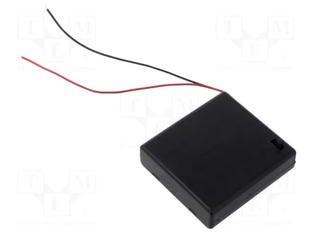 Holder; AA,R6; Batt.no: 4; cables; black; with switch,snapped-in GOOBAY GOOBAY-11473