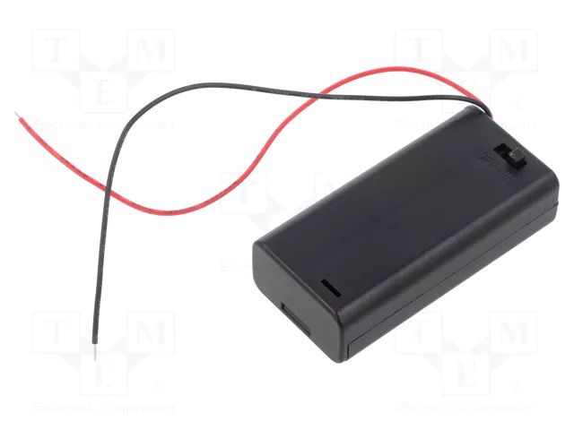 Holder; AA,R6; Batt.no: 2; cables; black; with switch,snapped-in GOOBAY GOOBAY-12443