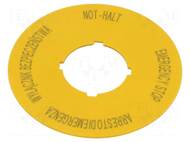 Description label; 22mm; for emergency button EATON ELECTRIC M22-XBK15