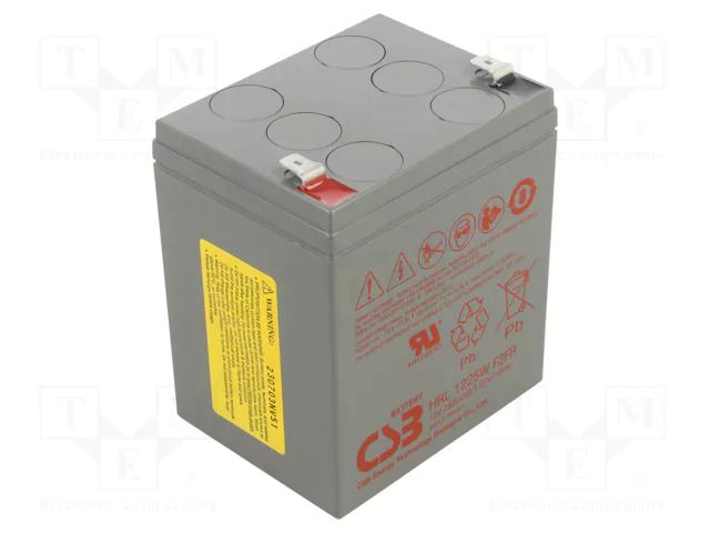 Re-battery: acid-lead; 12V; 5.8Ah; AGM; maintenance-free; 25W CSB BATTERY ACCU-HRL1225WF2FR