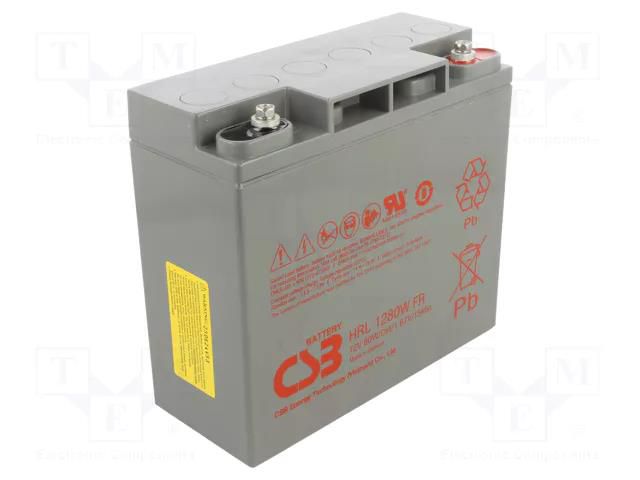 Re-battery: acid-lead; 12V; 20Ah; AGM; maintenance-free; 80W CSB BATTERY ACCU-HRL1280WFR