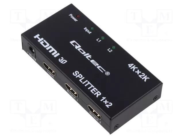 Splitter; HDCP 2.2,HDMI 1.4; Features: PnP; black QOLTEC QOLTEC-51796