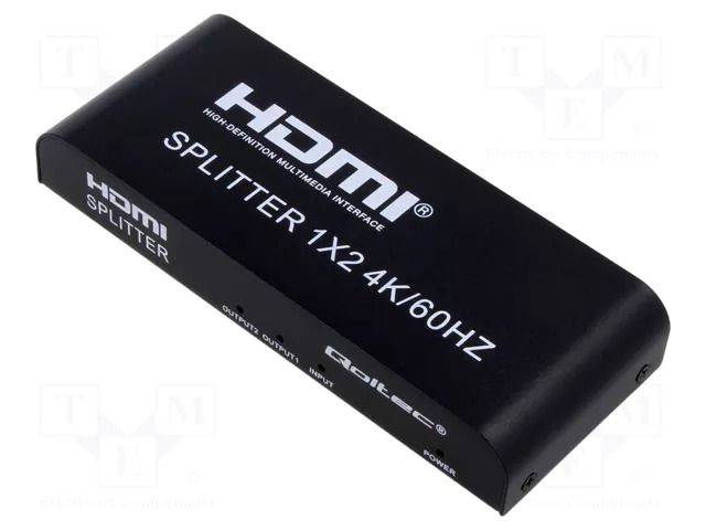Splitter; HDCP 2.2,HDMI 2.0; PnP; black; Out: HDMI socket x2 QOLTEC QOLTEC-51797