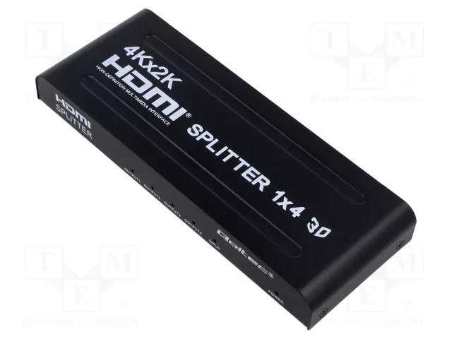 Splitter; HDCP 2.2,HDMI 1.4; Features: PnP; black QOLTEC QOLTEC-51798