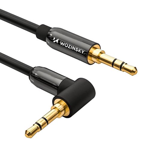 Wozinsky AUX cable angled (male-male) mini jack cable 2 m black, Wozinsky 5907769307416 5907769307416