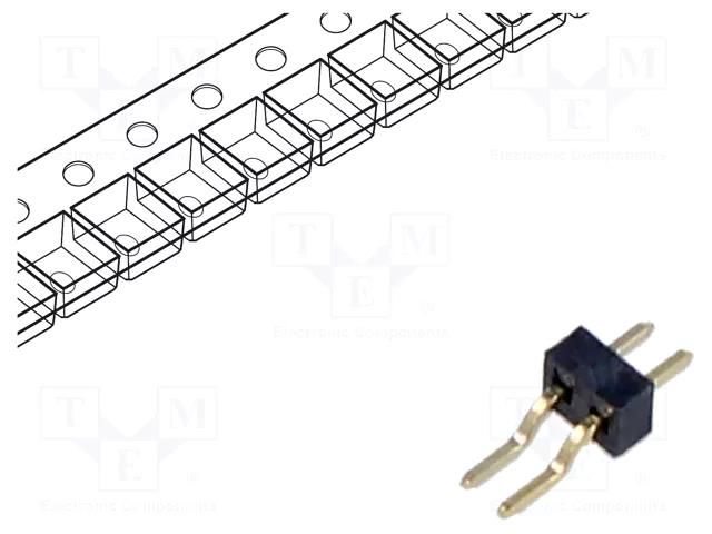 Connector: pin strips; pin header; male; PIN: 2; horizontal; SMT GCT BC034-02-A-V-0150