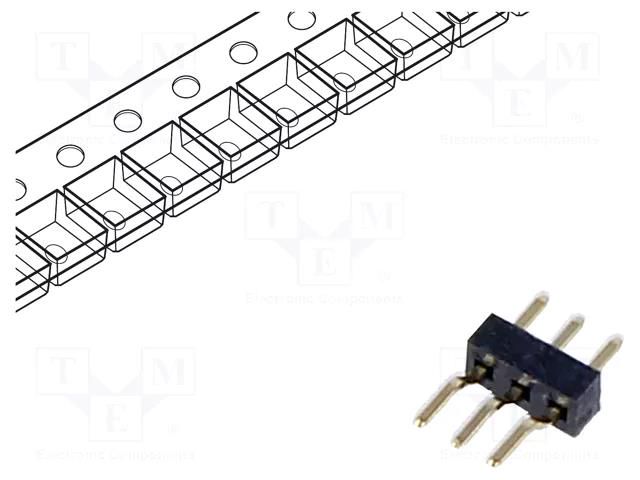 Connector: pin strips; pin header; male; PIN: 3; horizontal; SMT GCT BC034-03-A-V-0150