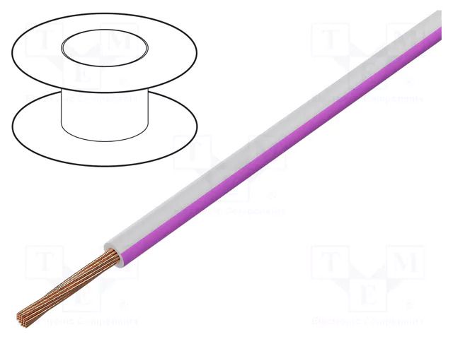 Wire; H05V-K,LgY; stranded; Cu; 1mm2; PVC; white-pink; 300V,500V BQ CABLE LGY1.0-WH/PK