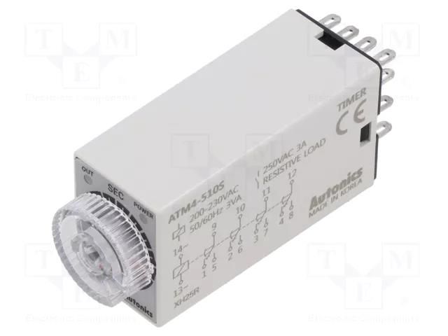 Timer; 1÷10s; 4PDT,relay; 250VAC/3A,24VDC/3A; Usup: 220VAC; socket AUTONICS ATM4-510S