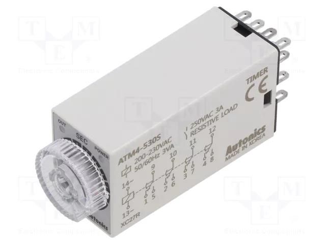 Timer; 3÷30s; 4PDT,relay; 250VAC/3A,24VDC/3A; Usup: 220VAC; socket AUTONICS ATM4-530S