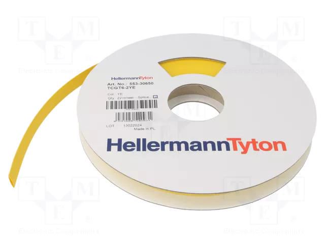 Heat shrink markers; 110m; yellow; thin walled; Temp: -55÷135°C HELLERMANNTYTON TCGT6-2YE-YE