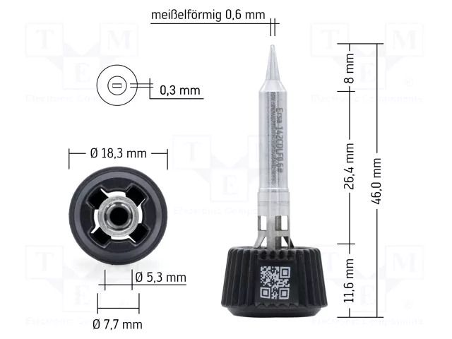 Tip; chisel; 0.6mm; longlife; for soldering station ERSA ERSA-0142CDLF06