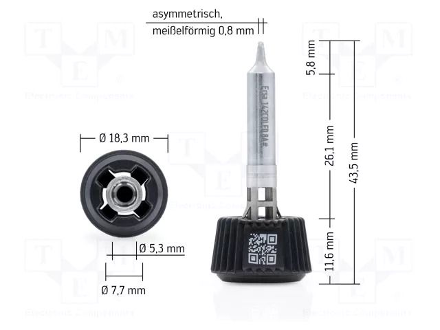 Tip; chisel; 0.8mm; longlife; for soldering station ERSA ERSA-0142CDLF08A
