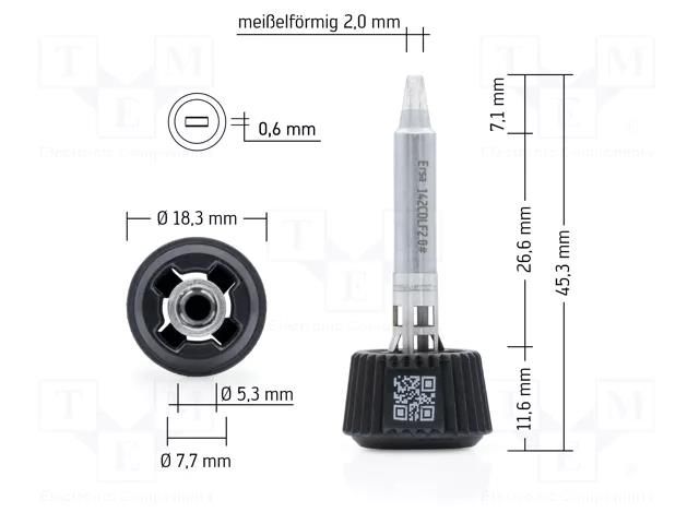 Tip; chisel; 2mm; longlife; for soldering station ERSA ERSA-0142CDLF20