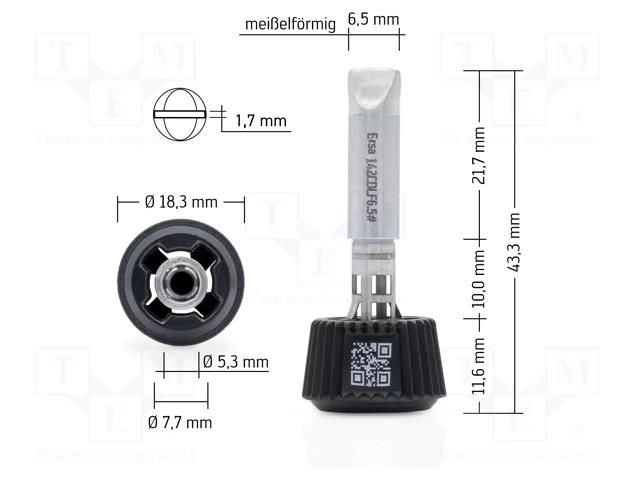 Tip; chisel; 6.5mm; longlife; for soldering station ERSA ERSA-0142CDLF65