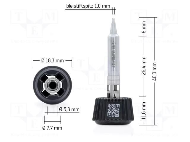 Tip; pin; 1mm; longlife; for soldering station ERSA ERSA-0142PDLF10