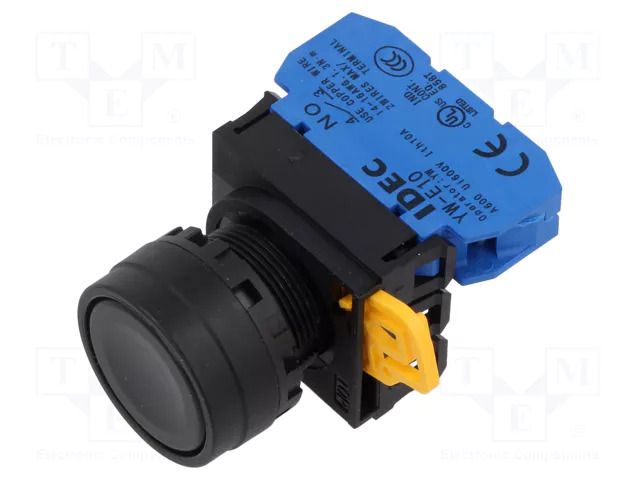 Switch: push-button; 22mm; Stabl.pos: 2; NO; black; none; IP65; flat IDEC YW1B-A1E10B