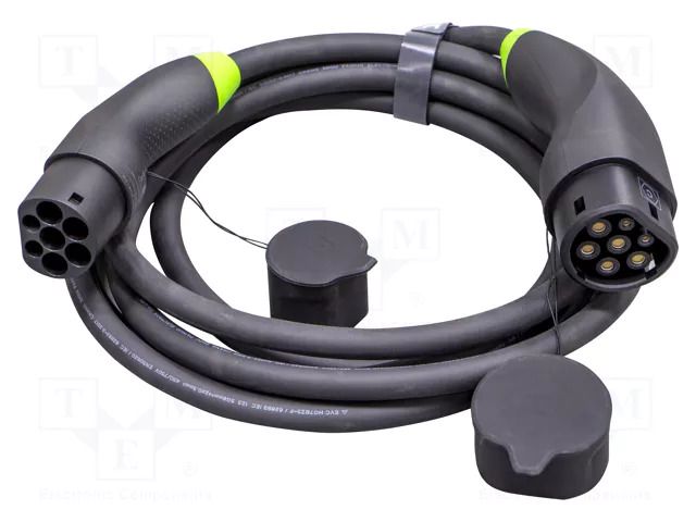 Cable: eMobility; 480V; 22kW; IP54; three-phase; Type 2,both sides GREEN CELL GC-EVKABGC01