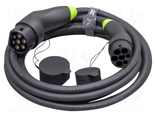Cable: eMobility; 480V; 22kW; IP54; three-phase; Type 2,both sides GREEN CELL GC-EVKABGC02