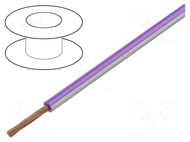 Wire; H05V-K,LgY; stranded; Cu; 0.75mm2; PVC; violet-white; 100m BQ CABLE LGY0.75-VI/WH