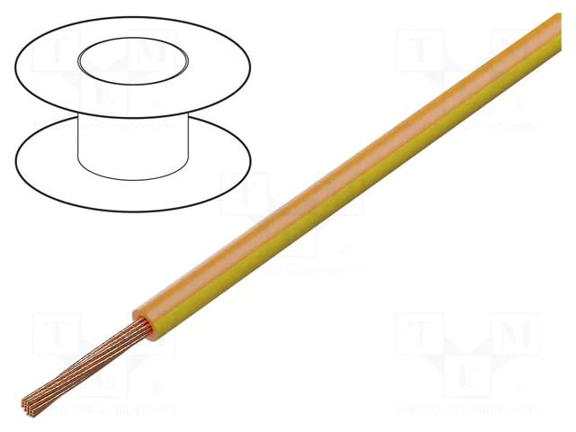 Wire; H05V-K,LgY; stranded; Cu; 0.35mm2; PVC; orange-yellow; 200m BQ CABLE LGY0.35-OR/YL