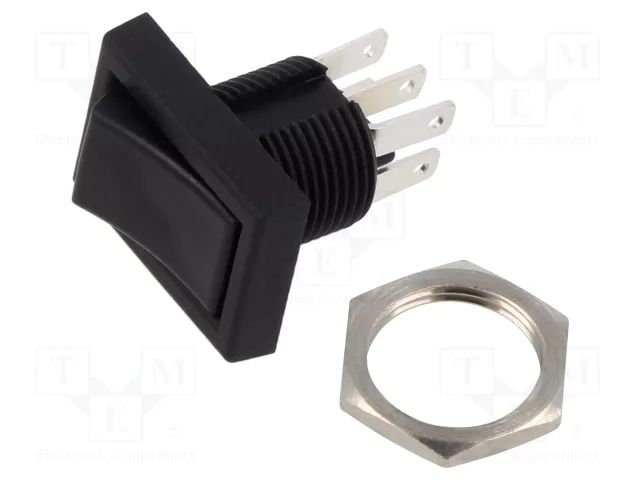 ROCKER; DPDT; Pos: 2; ON-ON; 3A/125VAC; 3A/28VDC; none; 11.3x12.06mm TE Connectivity 1825423-1