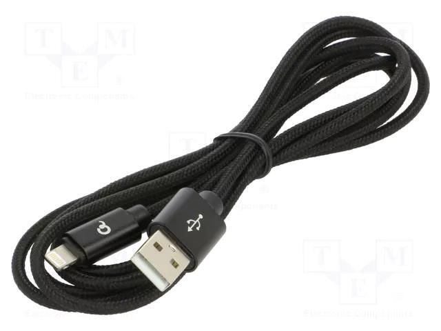 Cable; USB 2.0; Apple Lightning plug,USB A plug; 1.8m; black GEMBIRD CCDB-MUSB2B-AMLM-6