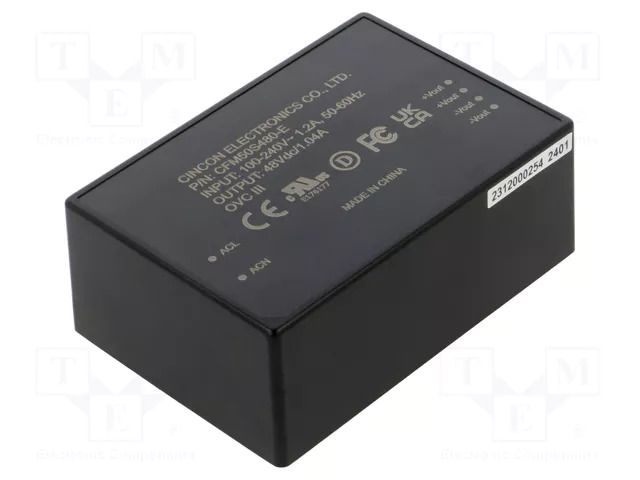 Converter: AC/DC; 50W; Uin: 80÷264VAC; 48VDC; Iout: 1.04A; 89%; 65kHz CINCON CFM50S480-E