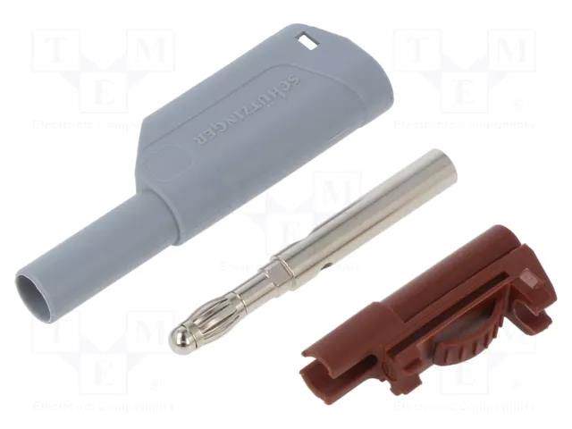 Connector: 4mm banana; plug; 32A; 1kV; grey; insulated; 2.5mm2 SCHÜTZINGER SFK8500NIAS-GR