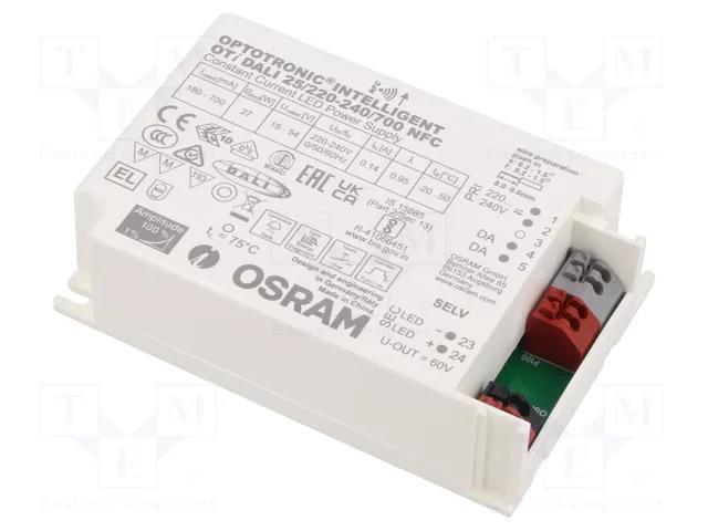 Power supply: switching; LED; 27W; 15÷54VDC; 180÷700mA; 220÷240VAC ams OSRAM 4062172017909