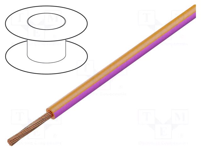 Wire; H05V-K,LgY; stranded; Cu; 0.35mm2; PVC; orange-pink; 200m BQ CABLE LGY0.35-OR/PK