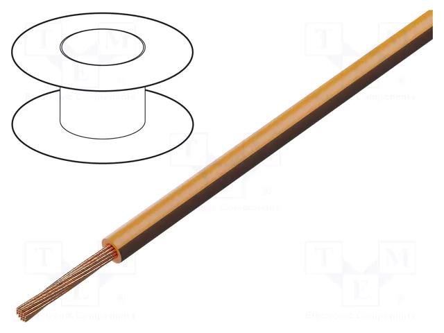 Wire; H05V-K,LgY; stranded; Cu; 0.35mm2; PVC; orange-brown; 200m BQ CABLE LGY0.35-OR/BR